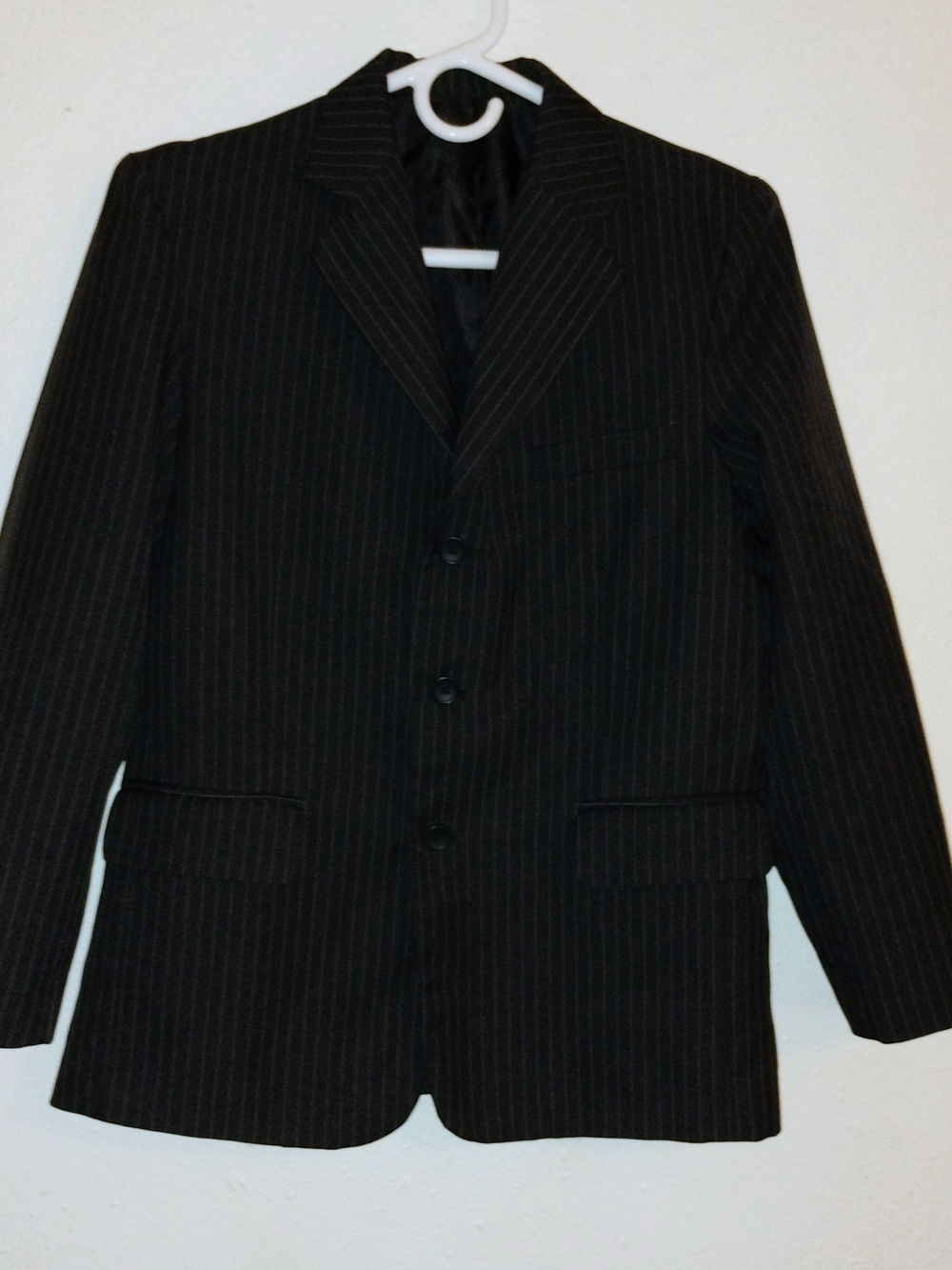 Boys Black Pinstripe Formal Blazer